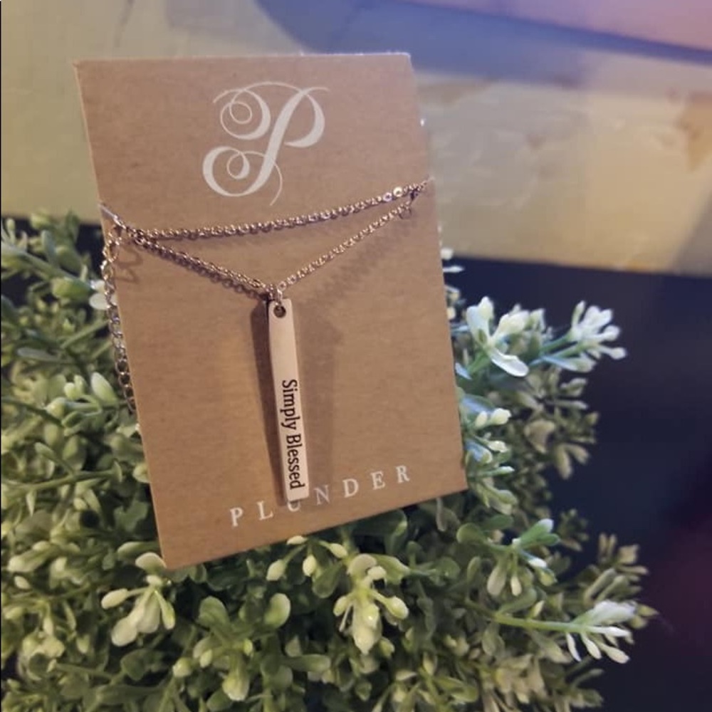 Simply blessed rose gold bar necklace